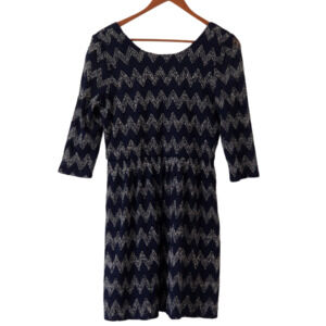Ruby Rox chevron Blue dress neckline back - Size L